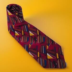 Robert Alan Abstract Tie 55" X 3.75" Red Multi-Color Microfiber Necktie